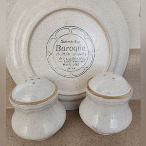 Baroque Vintage Hearthside Stoneware Salt & Pepper Shakers Tan Stoneware
